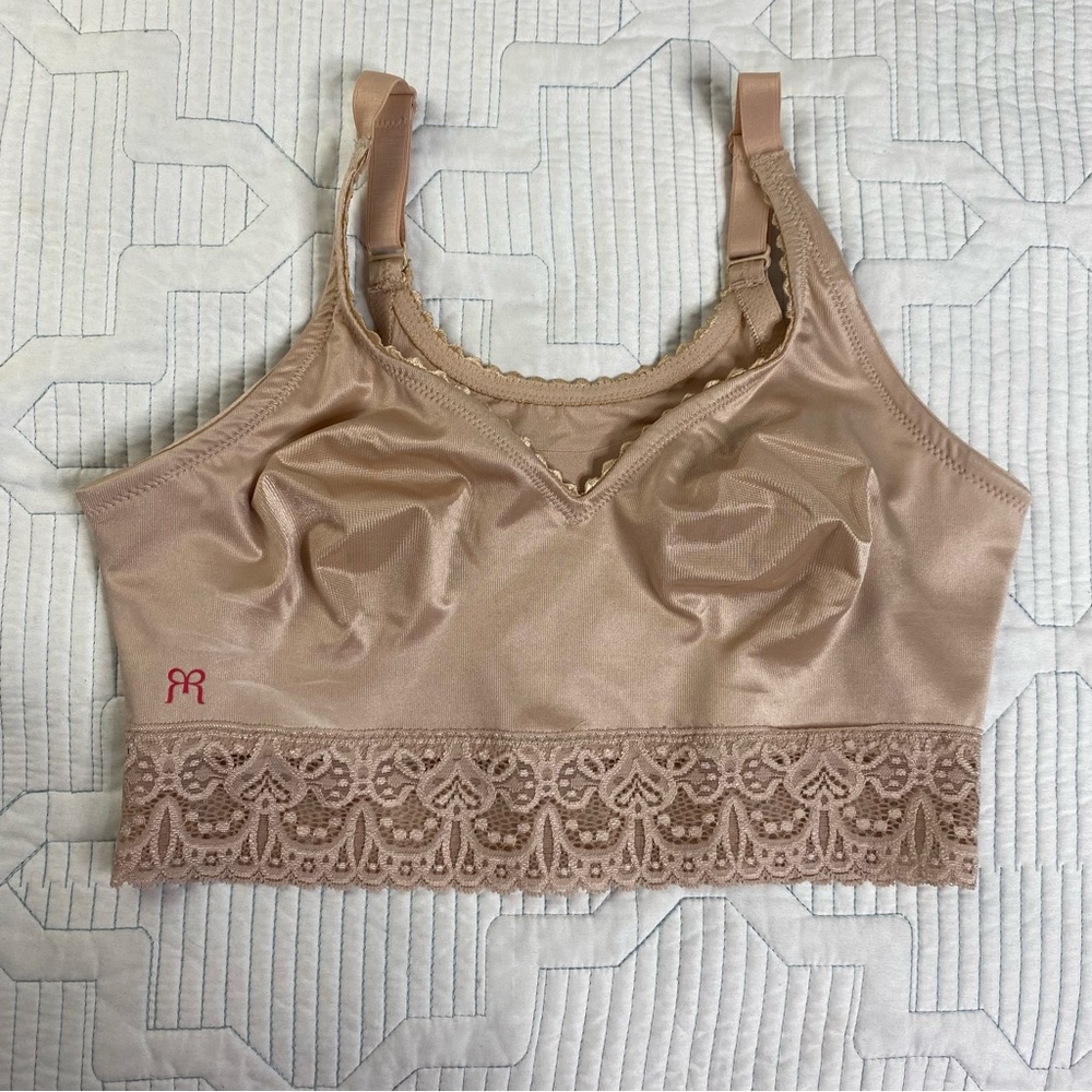 Ruby Ribbon Shapewear Lace Demiette Bralette Size 34 Pale Nude
